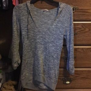 Gray hooded long sleeve